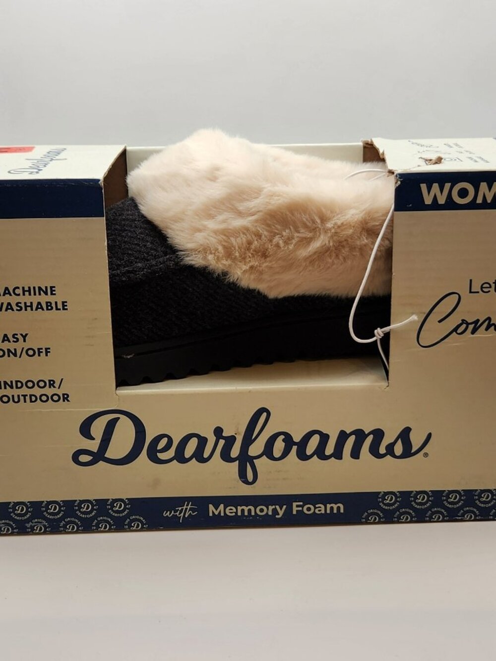 Dearfoams slippers full foot coverage sz M 7-8 cushioned insole NIB